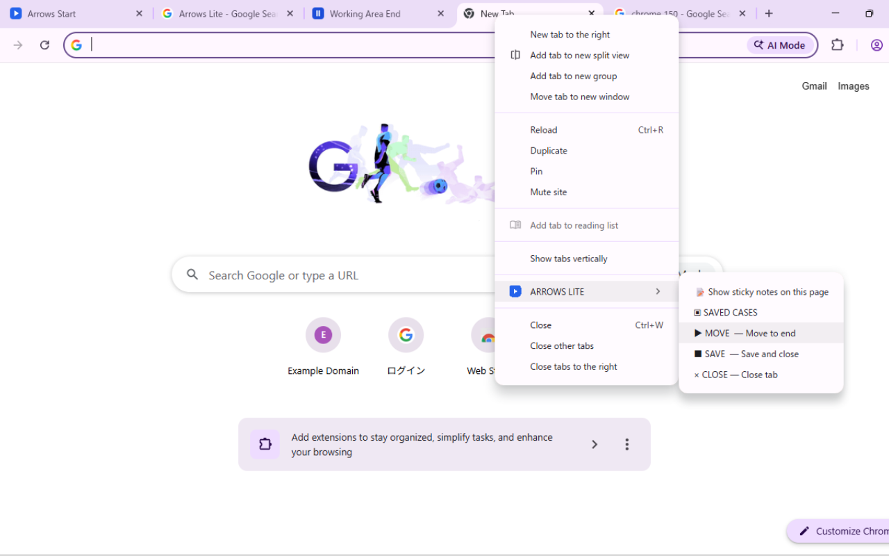 3. MOVE — Tabs in die Working Area holen